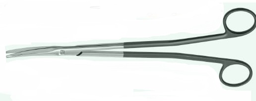 Ножиці операційні, екстра-делікатні, трикутні леза, тупокінцеві, зігнуті, ручки несходящі, твердосплавні вставки , Горнея-Фрімана, 170 мм